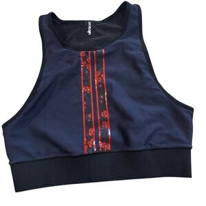 ultracor Navy Sports Bra with Red Center Stripe